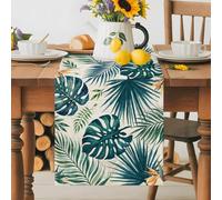 Tropical Green Leaves Botanical Table Runner 72 Inches Long,Table Runners Kitchen Dining Tables Decoration for Home Party Decor, Summer Monstera Palm Leaf Tables Runner Wedding Dresser Scarf