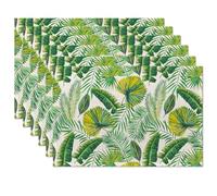 Tropical Green Leaves Placemats Set of 6,Table Mats Non-Slip Heat Resistant Washable Placemat for Party Kitchen Dining Table Decoration Indoor Outdoor