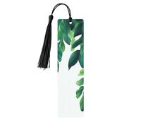 Tropical Green Leaves Wooden Bookmark Book Lovers Tassels Crafts Accessories Reading Book Club Party