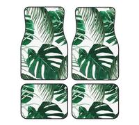 Tropical Green Palm Leaves Jungle Leaf,Car Floor Mats Set of 4,Vehicle Floor Rugs Non-Slip Auto Foot Mats Car Accessories