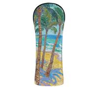 Tropical Green Palm Tree Blue Sea Golf Club Head Cover Headcovers with Number Tag for Driver Fairway Wood Hybrid