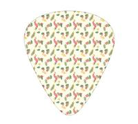 Tropical Guitar Picks Picks 12 Pack with Thin Box,Hawaiian Exotic Botany Pattern with Hibiscus Petals and Leaves Repetition,Special Guitar Plectrums Gift Set for Guitarist,Ivory Multicolor