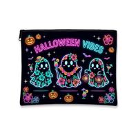 Tropical Halloween Ghost Quote Ghosts Makeup Bag, Black, 7x9 Inch