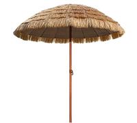 Tropical Hawaii Beach Straw Waterproof Outdoor Round Parasol with Tilt Function, for Garden Pool Terrace, Natural Color, Ø1.8m/5.9ft