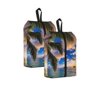 Tropical Hawaii Palm Tree Ocean Sea Sunset Print Durable Travel Shoe Bags for Storage and Packing, Water-Proof Shoe Bag with Smooth Zipper