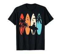 Tropical Hawaii Palm Tree Surfing Beach Surfboard Lover Value Graphic T-Shirt, Men, Black, S
