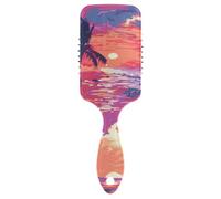 Tropical Hawaiian Beach cute curly hair detanglered scalp massage for wet hair with Ergonomic handle cepillo para definir rizos