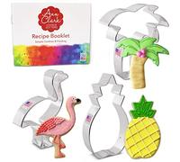 Tropical Hawaiian Cookie Cutters 3-Pc. Set Made in USA by Ann Clark, Pineapple, Palm Tree, Flamingo