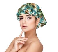 Tropical Hawaiian Island Print Satin Silk Bonnet for Sleeping Women, Adjustable Double Layer Satin Hair Bonnet Night Sleep Cap for Curly Hair