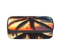 Tropical Hawaiian Palm Tree Print Beach Business Office Storage Bag Pencil Case Pencil Case Makeup Cosmetic Bag, Tropical Sunset Of Palm Trees On The Beach, Taglia Unica