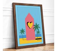 Tropical Heart Gateway Minimalist Framed Wall Art Print A1 (84.1×59.4cm) Walnut, Wall Decor for Living Room, Bedroom, Office & Home, Ready to Hang, Art Gift