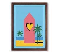 Tropical Heart Gateway Minimalist Framed Wall Art Print A2 (59.4×42cm) Walnut, Wall Decor for Living Room, Bedroom, Office & Home, Ready to Hang, Art Gift