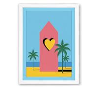 Tropical Heart Gateway Minimalist Framed Wall Art Print A2 (59.4×42cm) White, Wall Decor for Living Room, Bedroom, Office & Home, Ready to Hang, Art Gift