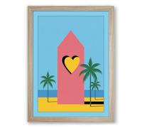 Tropical Heart Gateway Minimalist Framed Wall Art Print A4 (29.7×21cm) Oak, Wall Decor for Living Room, Bedroom, Office & Home, Ready to Hang, Art Gift