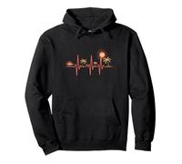 Tropical Heartbeat Palm Trees Sun Paradise Pullover Hoodie