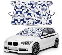 Tropical Hibiscus Flower Printed Car Windshield Protector Against Snow Ice Dust UV Coated Full Coverage Window Cover with Elastic Straps & Carry Pouch