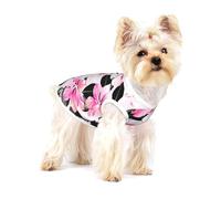 Tropical Hibiscus Flowers With Black Leaves,Cotton Sleeveless Pet T-Shirt Soft Stretchy Puppy Breathable Vest,S