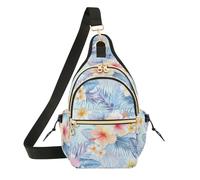 Tropical Hibiscus Plumeria Flowers Crossbody Bag, Polyester Shoulder Sling Bag with Magnetic Front Pocket and Adjustable