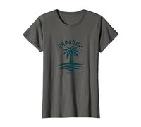 Tropical Holiday in Palm Beach in Paradise T-Shirt, Women, Asphalt, L