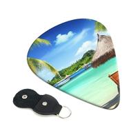 Tropical Holidays 6 Pack Guitar Picks With Holder, Personalized Guitar Plectrums Non-Slip Portable Ukulele Bass Picks 0.46mm For Acoustic Guitar Lovers Gifts