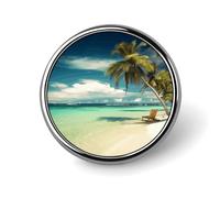 Tropical Holidays Badges Circle with Button Design, Personalized Picture Pin Brooches, Round Badge Holders for Decorate Hat Shirt Clothing Bag Accessories