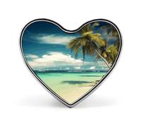 Tropical Holidays Badges Heart with Button Design, Personalized Picture Pin Brooches, Heart Badge Holders for Decorate Hat Shirt Clothing Bag Accessories