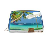 Tropical Holidays Print Makeup Bag Portable Leather Waterproof Cosmetic Bag Clutch Makeup Brush Bag (6.7x4.3in)