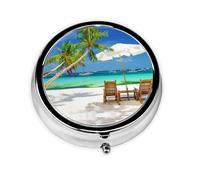 Tropical Holidays Print Pill Box for Pocket Round Pill Box 3 Compartment Decorative Portable Travel Pill Holder Tablet Vitamin Organizer Mini Pill Case(2pcs)