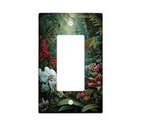 Tropical Hummingbird Light Switch Cover Plate/Outlet Covers, Vibrant Green Jungle Flowers for Wall Decor, Thermoplastic Wall Plates, Standard Size Single Rocker
