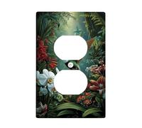 Tropical Hummingbird Light Switch Cover Plate/Outlet Covers, Vibrant Green Jungle Flowers for Wall Decor, Thermoplastic Wall Plates, Standard Size Single Duplex Outlet