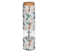Tropical Hummingbirds Flowers White Electric Pepper Grinder Automatic Mill