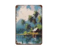 Tropical India Cabin Tin Sign Vintage Metal Pub Club Cafe Bar Home Wall Art Decoration Poster Retro 8x12inch(20x30cm)