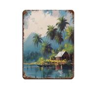 Tropical India Cabin Tin Sign Vintage Metal Pub Club Cafe Bar Home Wall Art Decoration Poster Retro 12x16inch(30x40cm)
