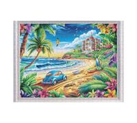 Tropical Island 500 Piece Count Premium Jigsaw Puzzle Coconut Beach Villa For Adults Teens 14+ Concentration Training Indoor Game Family Game Night Sturdy Paperboard 500 PCS
