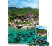 Tropical Island Beach Seychelles Jigsaw Puzzles 1000 Pieces for Teenagers Mind Challenge Peaceful Fun Seamless Fit Bday Surprise (50x75cm)