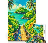 Tropical Island Bridge 1000 Adult Pieces Jigsaw Puzzle Brain Agility Relaxed Leisure Secure Join Warm Xmas Gift (50x75cm)