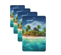 Tropical Island Car Air Fresheners Cards Set of 4 Pieces Personalized Car Fresheners Gifts for Men Women Auto Aromatherapy Tablets Hanging Scented Cards for Wardrobe Bathroom
