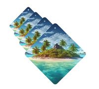 Tropical Island Car Air Fresheners Cards Set of 4 Pieces Personalized Car Fresheners Gifts for Men Women Auto Aromatherapy Tablets Hanging Scented Cards for Wardrobe Bathroom