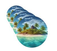 Tropical Island Car Air Fresheners Cards Set of 4 Pieces Personalized Car Fresheners Gifts for Men Women Auto Aromatherapy Tablets Hanging Scented Cards for Wardrobe Bathroom