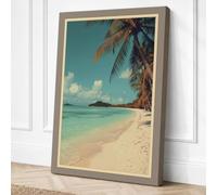 Tropical Island Getaway Canvas Wall Art Print 24x16 Inch (61 x 41 cm)