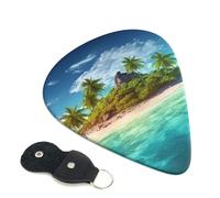 Tropical Island Guitar Plectrums, 6 Guitar Plectrums, Double Sided Printing, For Acoustic Guitar, Bass, Ukulele, Electric Guitar (0.46 Mm 0.71 Mm 0.96 Mm)