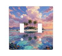 Tropical Island Light Switch Cover Plates/Outlet Covers, Sunset Colors for Summer Decor, Thermoplastic Wall Plates, Standard Size Double Toggle
