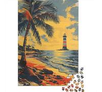 Tropical Island Lighthouse Scene-1 Jigsaw Puzzle for Adults, 1000 Pieces, 70x50cm/1000pcs; A Calm After-work Activity; White Card Pieces with Reduced Dust