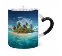 Tropical Island Morphing Mug Unique Style Art Mugs Funny Ceramic Cup Heat Sensitive Color Changing Cup Personalized Magic Mug Customization Coffee Mugs for Everyday Use