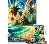 Tropical Island Palm Beach for Adults 1000 Piece Jigsaw Puzzle Mind Power Cozy Relaxation Uniform Edges Nice Gift (38x52cm)
