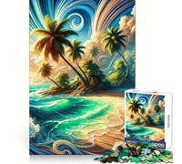 Tropical Island Palm Beach Jigsaws for Adults1000 Pieces Mental Sharpness Easy Enjoyment Precise Fit Thoughtful Xmas (50x75cm)