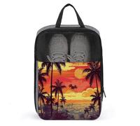 Tropical Island Sunset Shoe Bag Waterproof & Breathable Shoe Pouch for Travel, Portable Carry Case for Sports Sneakers, Gym, Vacation
