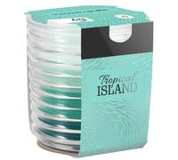 (Tropical Island) Tri-Colour Scented Candle In Ribbed Glass Jar