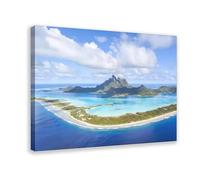 Tropical Islands And Beach Bora Bora Island Aerial Poster Canvas Poster Wall Art Decor Print Picture Paintings for Living Room Bedroom Decoration Frame: 16x24inch(40x60cm)