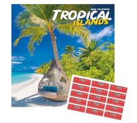 Tropical Islands Calendar 2026 | 16 months | September 2025 - December 2026 | Calendar with FREE Organisational Stickers